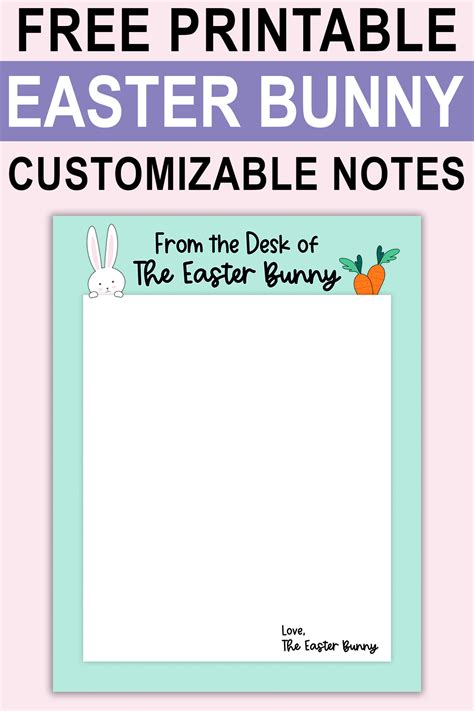 Easter Bunny Note Printable